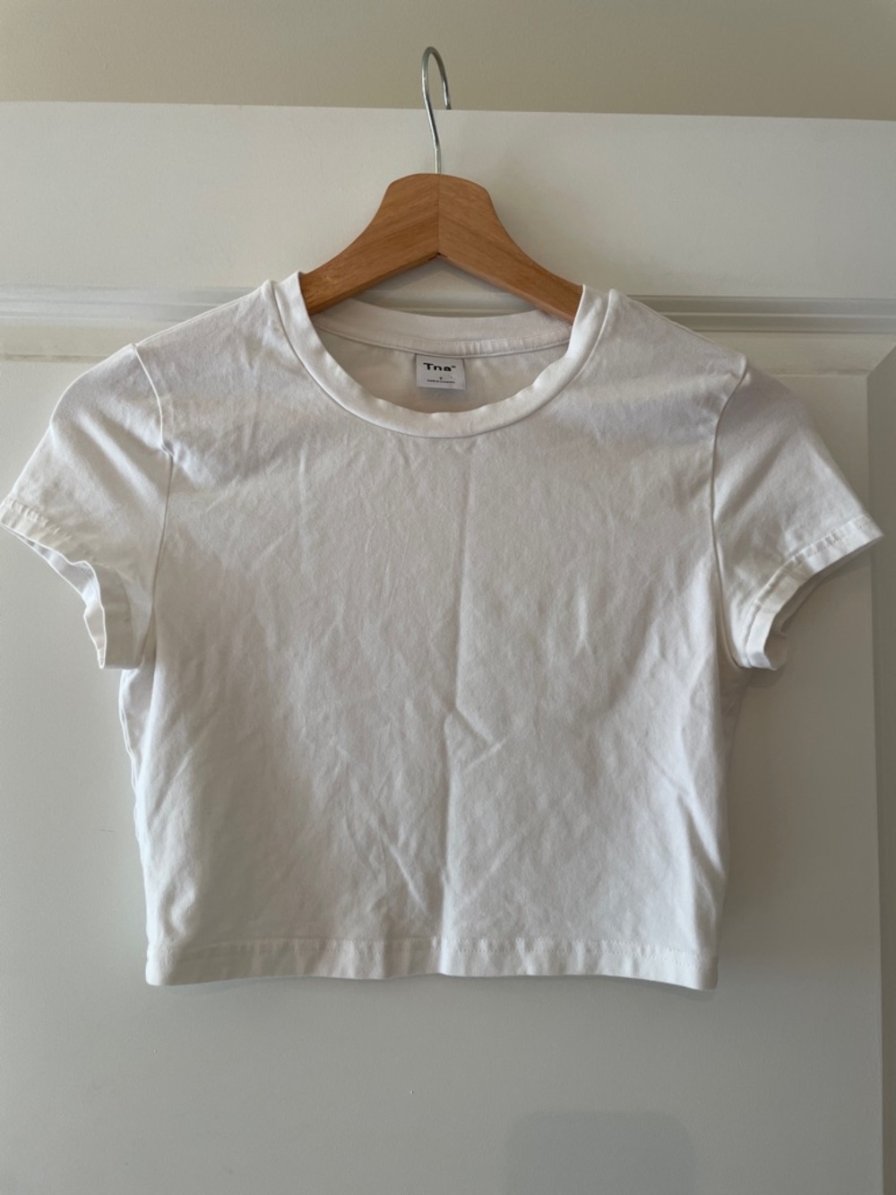 TNA White Cropped Crew Baby Tee
